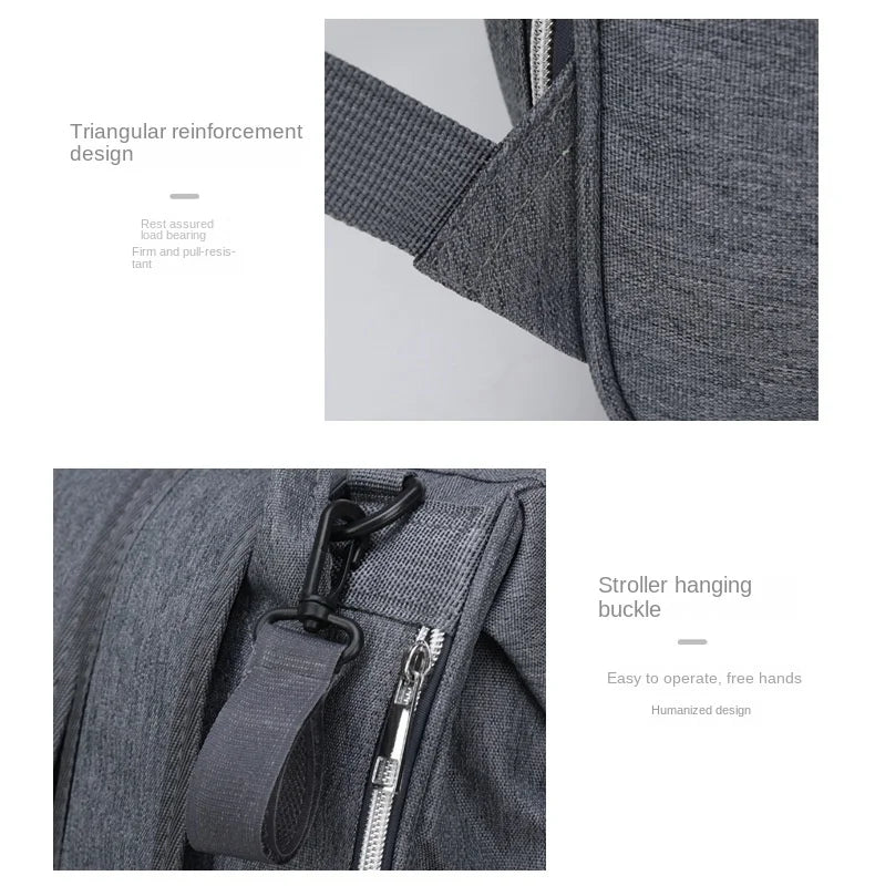 Sacs à couches pour maman, sac suspendu pour poussette de bébé, sacs à dos à couches de grande capacité avec tapis à langer, sacs d'allaitement pratiques pour bébé