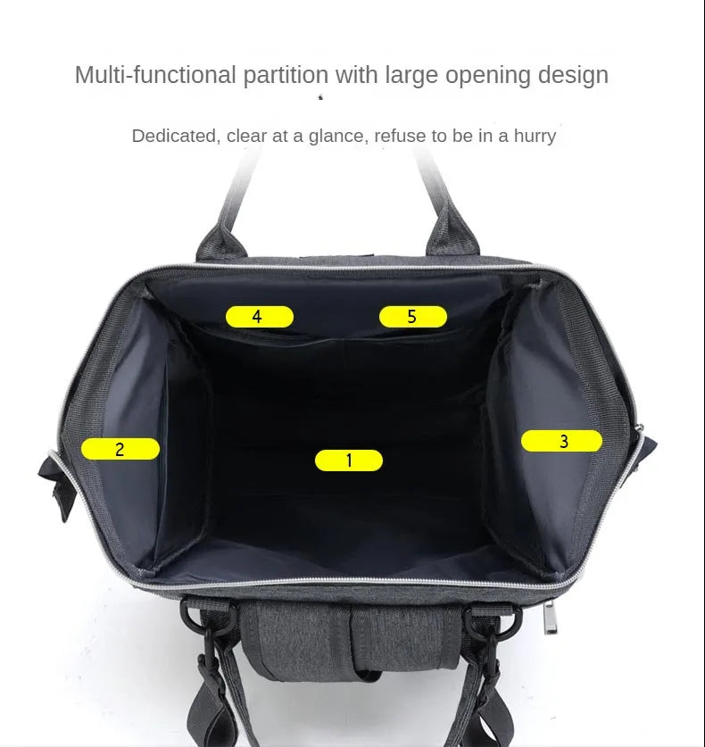 Sacs à couches pour maman, sac suspendu pour poussette de bébé, sacs à dos à couches de grande capacité avec tapis à langer, sacs d'allaitement pratiques pour bébé