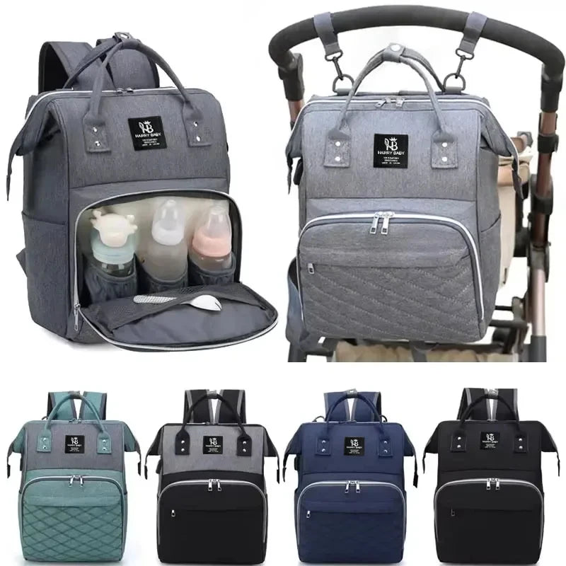 Sacs à couches pour maman, sac suspendu pour poussette de bébé, sacs à dos à couches de grande capacité avec tapis à langer, sacs d'allaitement pratiques pour bébé