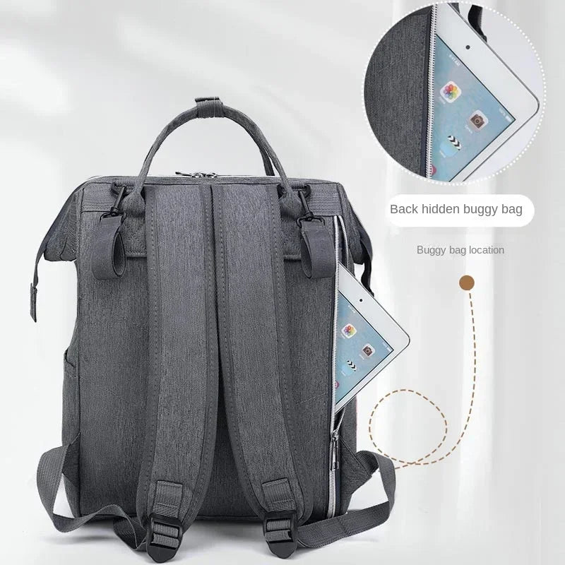 Sacs à couches pour maman, sac suspendu pour poussette de bébé, sacs à dos à couches de grande capacité avec tapis à langer, sacs d'allaitement pratiques pour bébé